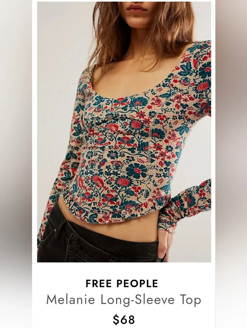 Free People- Melania Long Sleeve Top